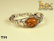 Jewellery SILVER sterling bracelet.  Stone: amber. TAG: ; name: B-640; weight: 19.8g.