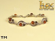 Jewellery SILVER sterling bracelet.  Stone: amber. TAG: nature; name: B-650; weight: 10.1g.