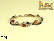 Jewellery SILVER sterling bracelet.  Stone: amber. TAG: nature; name: B-651; weight: 10.5g.