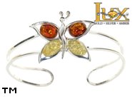 Jewellery SILVER sterling bracelet.  Stone: amber. Butterfly. TAG: animals; name: B-744; weight: 12.5g.