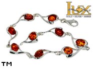 Jewellery SILVER sterling bracelet.  Stone: amber. TAG: hearts; name: B-795; weight: 9.1g.