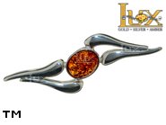 Jewellery SILVER sterling brooche.  Stone: amber. TAG: ; name: BR-006; weight: 4.4g.