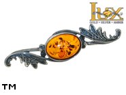 Jewellery SILVER sterling brooche.  Stone: amber. TAG: ; name: BR-008; weight: 4.3g.