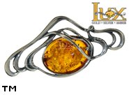 Jewellery SILVER sterling brooche.  Stone: amber. TAG: ; name: BR-023-2; weight: 5g.