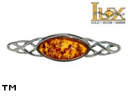 Jewellery SILVER sterling brooche.  Stone: amber. TAG: ; name: BR-370; weight: 2.1g.