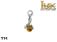 Jewellery SILVER sterling charm.  Stone: amber. Elephant - a symbol of good luck. TAG: animals, signs; name: CH-354; weight: 1.65g.
