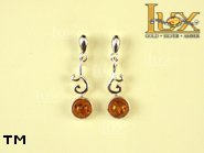 Jewellery SILVER sterling earrings.  Stone: amber. TAG: ; name: E-618; weight: 2.5g.