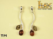 Jewellery SILVER sterling earrings.  Stone: amber. TAG: ; name: E-622; weight: 4.3g.