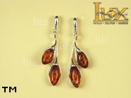 Jewellery SILVER sterling earrings.  Stone: amber. TAG: ; name: E-726; weight: 5.2g.
