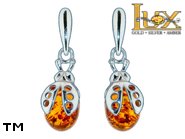 Jewellery SILVER sterling earrings.  Stone: amber. TAG: animals; name: E-943; weight: 3.7g.