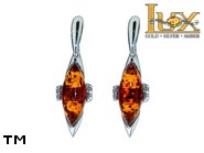 Jewellery SILVER sterling earrings.  Stone: amber. TAG: ; name: E-964; weight: 3.4g.
