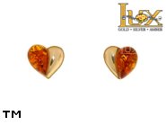 Jewellery GOLD earrings.  Stone: amber. TAG: hearts, modern; name: GE341; weight: 1.7g.