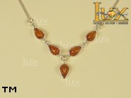 Jewellery SILVER sterling necklace.  Stone: amber. TAG: ; name: N-352; weight: 6.6g.