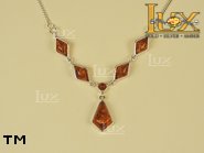 Jewellery SILVER sterling necklace.  Stone: amber. TAG: ; name: N-412; weight: 7.8g.