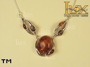 Jewellery SILVER sterling necklace.  Stone: amber. TAG: nature; name: N-651-1; weight: 12.5g.