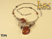 Jewellery SILVER sterling necklace.  Stone: amber. TAG: nature; name: N-660; weight: 36.6g.