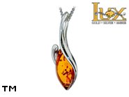 Jewellery SILVER sterling pendant.  Stone: amber. TAG: ; name: P-969; weight: 2.6g.