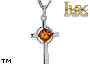 Jewellery SILVER sterling pendant.  Stone: amber. TAG: cross, signs; name: P-A04; weight: 2.1g.