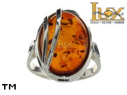 Jewellery SILVER sterling ring.  Stone: amber. TAG: ; name: R-824; weight: 6.4g.