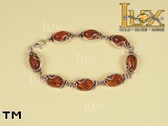 Jewellery SILVER sterling bracelet.  Stone: amber. TAG: ; name: B-187; weight: 14.8g.