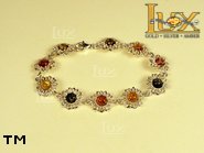 Jewellery SILVER sterling bracelet.  Stone: amber. TAG: nature; name: B-244; weight: 12.2g.