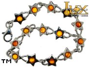 Jewellery SILVER sterling bracelet.  Stone: amber. TAG: stars, signs; name: B-390; weight: 6.2g.