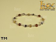 Jewellery SILVER sterling bracelet.  Stone: amber. TAG: stars, hearts; name: B-410; weight: 7g.