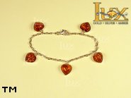 Jewellery SILVER sterling bracelet.  Stone: amber. TAG: hearts; name: B-502-1; weight: 9.5g.