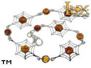 Jewellery SILVER sterling bracelet.  Stone: amber. TAG: nature, animals; name: B-865; weight: 7.6g.