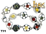Jewellery SILVER sterling bracelet.  Stone: amber. TAG: nature; name: B-983; weight: 6.9g.