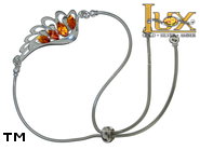Jewellery SILVER sterling bracelet.  Stone: amber. Angel wings. TAG: nature, modern, signs; name: B-C94-Y; weight: 5g.