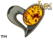 Jewellery SILVER sterling brooche.  Stone: amber. TAG: hearts; name: BR-119; weight: 4.1g.