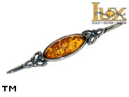 Jewellery SILVER sterling brooche.  Stone: amber. TAG: ; name: BR-222; weight: 3.6g.
