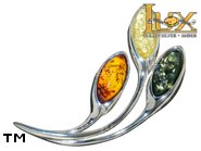 Jewellery SILVER sterling brooche.  Stone: amber. TAG: ; name: BR-614; weight: 6.2g.