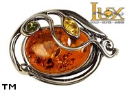 Jewellery SILVER sterling brooche.  Stone: amber. TAG: ; name: BR-646; weight: 11.2g.
