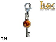 Jewellery SILVER sterling charm.  Stone: amber. Key symbol. TAG: hearts, signs; name: CH-899-2; weight: 1.4g.