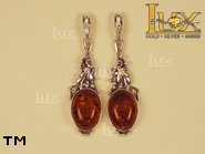 Jewellery SILVER sterling earrings.  Stone: amber. TAG: ; name: E-009; weight: 5.6g.