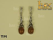 Jewellery SILVER sterling earrings.  Stone: amber. TAG: ; name: E-010; weight: 5g.