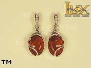 Jewellery SILVER sterling earrings.  Stone: amber. TAG: ; name: E-015; weight: 4.1g.