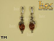 Jewellery SILVER sterling earrings.  Stone: amber. TAG: ; name: E-036; weight: 3.5g.