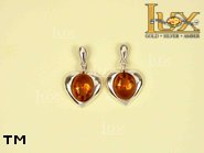 Jewellery SILVER sterling earrings.  Stone: amber. TAG: hearts; name: E-078; weight: 3.3g.