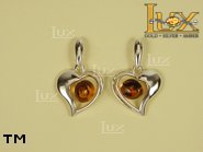 Jewellery SILVER sterling earrings.  Stone: amber. TAG: hearts; name: E-121; weight: 3.6g.