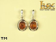 Jewellery SILVER sterling earrings.  Stone: amber. TAG: ; name: E-125; weight: 4g.