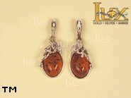 Jewellery SILVER sterling earrings.  Stone: amber. TAG: ; name: E-165; weight: 4.9g.