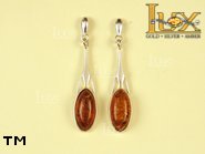 Jewellery SILVER sterling earrings.  Stone: amber. TAG: ; name: E-205; weight: 3.1g.