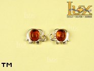 Jewellery SILVER sterling earrings.  Stone: amber. Elephant - a symbol of good luck. TAG: animals; name: E-210; weight: 2g.