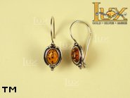 Jewellery SILVER sterling earrings.  Stone: amber. TAG: ; name: E-257; weight: 3g.