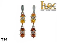 Jewellery SILVER sterling earrings.  Stone: amber. TAG: ; name: E-280-3; weight: 5.1g.