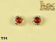 Jewellery SILVER sterling earrings.  Stone: amber. TAG: ; name: E-312-2; weight: 1.3g.