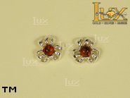 Jewellery SILVER sterling earrings.  Stone: amber. TAG: ; name: E-313; weight: 1.4g.